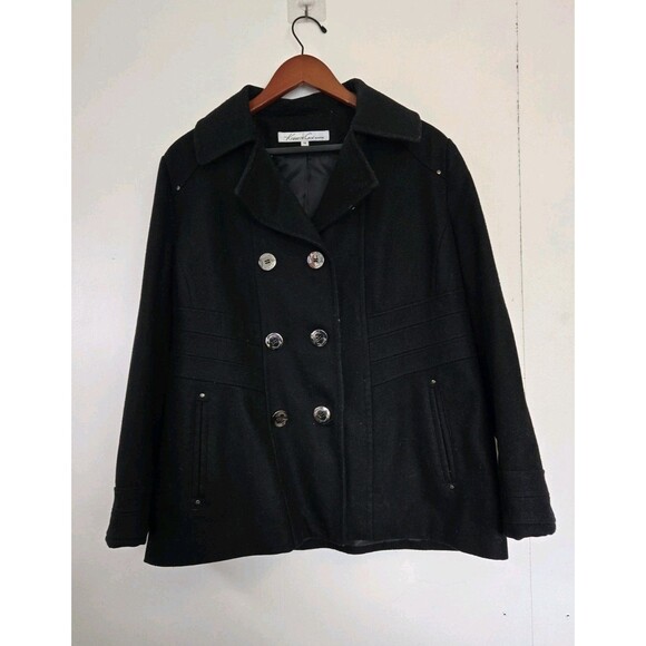 Kenneth Cole Coat Womens 14 Black Wool Blend Winter Old Money Classy Timeless - Picture 1 of 10